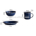 High Quality enamel mug/plate/bowl sets with shiny blue color